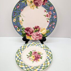 Waverly Garden Room Masterpiece Colombia 1 Dinner Plate and 1 Salad Plate